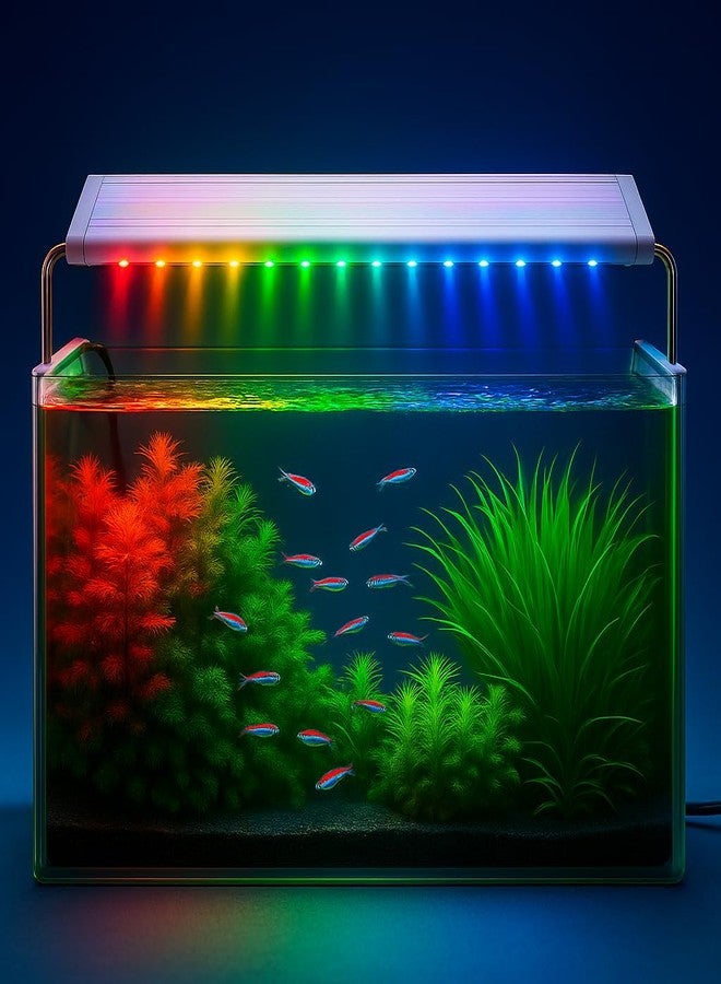 VAYINATO® P-600 Series LED Aquarium Light - Full Spectrum (WRGB) High Brightness, Extendable Brackets (50-60cm), Energy-Saving Fish Tank Lighting for Freshwater & Saltwater Plants - Image 1